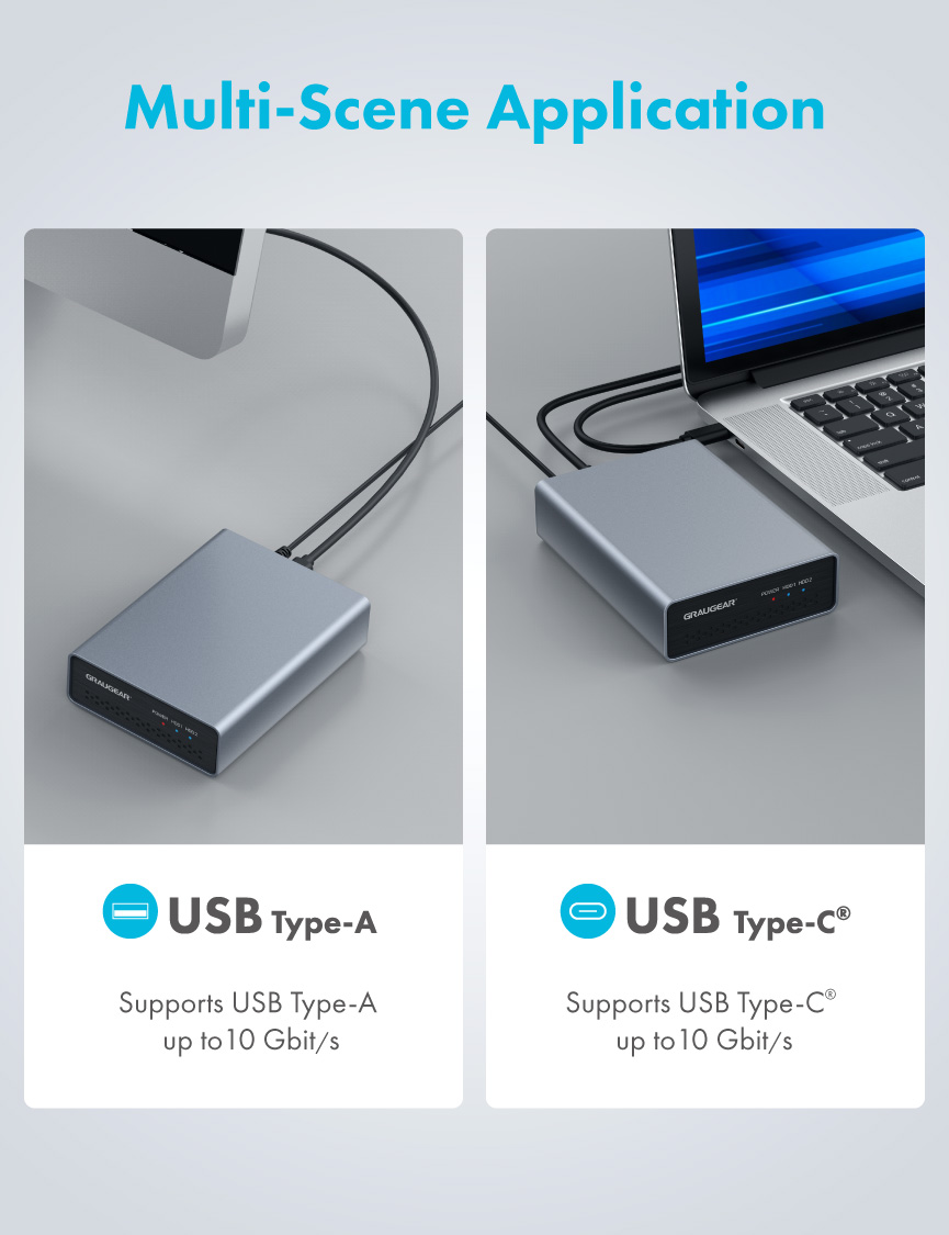 GRAUGEAR, Boîtier USB Type-C pour SATA SSD/HDD 2,5
